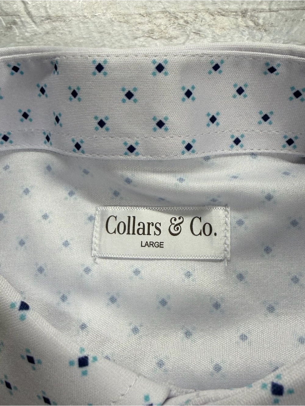 Collars and Co. Dress Collar Polo Shirt Mens Size Large White Golf Performance - Picture 5 of 7